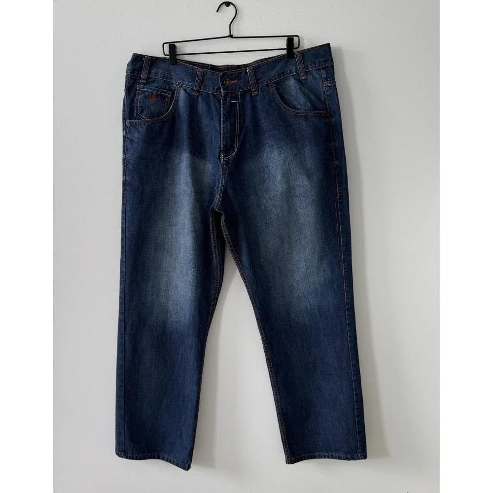 Rocawear Jeans Mens 44x33 Vintage Y2K Baggy Wide HipHop Faded Flap Pocket